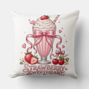 Aardbeien Milkshake Mooie Roze Dessert Zoete Lekke Kussen