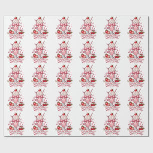 Aardbeien Milkshake Mooie Roze Dessert Zoete Trakt Cadeaupapier
