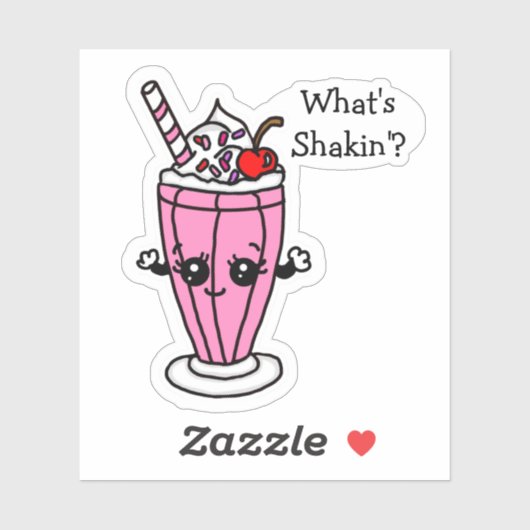 Aardbeien Milkshake What's Shakin" Sticker (Vel)