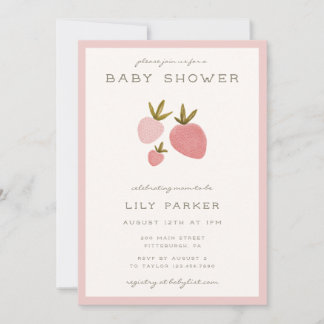 Aardbeien Minimal Baby Shower Kaart