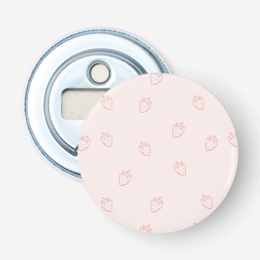 Aardbeien Minimalisme Button Flesopener (Voorkant)