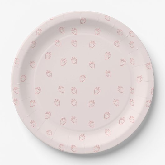 Aardbeien Minimalisme Papieren Bordje (Voorkant)