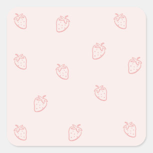Aardbeien Minimalisme Vierkante Sticker
