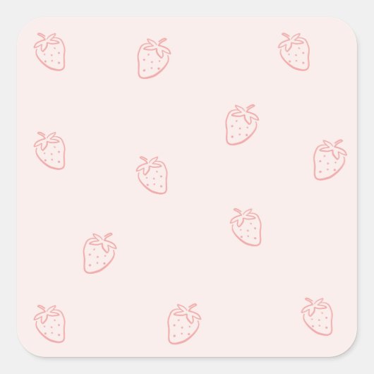 Aardbeien Minimalisme Vierkante Sticker (Voorkant)