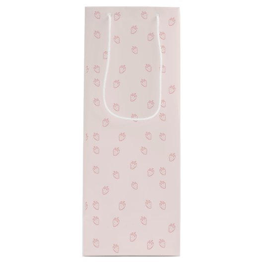 Aardbeien Minimalisme Wijn Cadeautas (Voorkant)