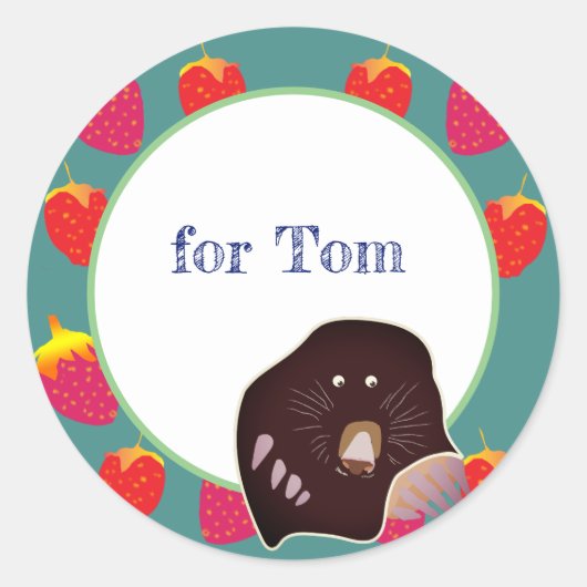 Aardbeien, Mole Kinder Celebration Sticker (Voorkant)