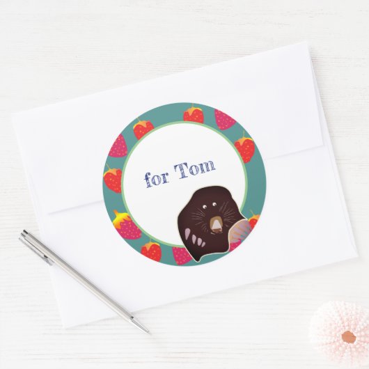 Aardbeien, Mole Kinder Celebration Sticker (Envelop)