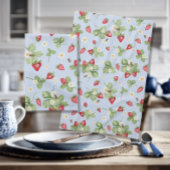 Aardbeien n Bijen Waterverf Blue Pin Stripes Theedoek