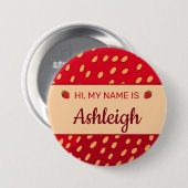 Aardbeien Nametag Ronde Button 7,6 Cm (Voorkant /achterkant)