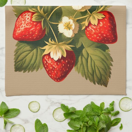  aardbeien NO2 Theedoek (Gevouwen)