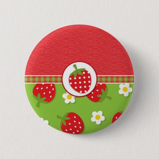 Aardbeien Ondergrens Ronde Button 5,7 Cm (Voorkant)
