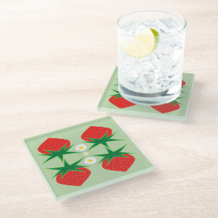 Aardbeien Onderzetter van glas