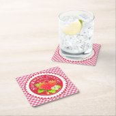Aardbeien Onderzetters Rood Gingham (Insitu)