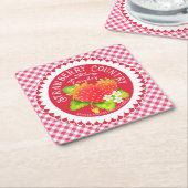 Aardbeien Onderzetters Rood Gingham (Schuin)