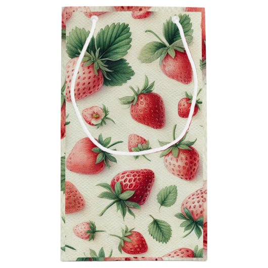 Aardbeien op Crème Waterverf Bessen Klein Cadeauzakje (Achterkant)