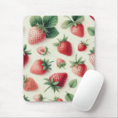 Aardbeien op Crème Waterverf Bessen Muismat (Met muis)