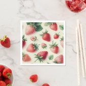 Aardbeien op Crème Waterverf Bessen Servet (Insitu)