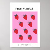 Aardbeien op de fruitmarkt poster (Voorkant)