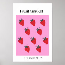 Aardbeien op de fruitmarkt poster