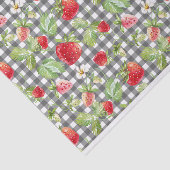 aardbeien op de zwarte en witte achtergrond gingha tissuepapier (Detail)