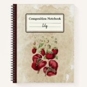 aardbeien op een oude papieren compositie notitieboek (Voorkant)