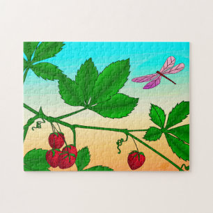 Aardbeien op een vertakking en Dragonfly Legpuzzel