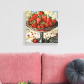 Aardbeien op een zilveren schaal canvas afdruk (Insitu (Woonkamer))