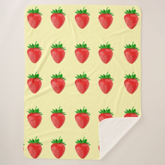 Aardbeien op gele sherpa deken (Voorkant)