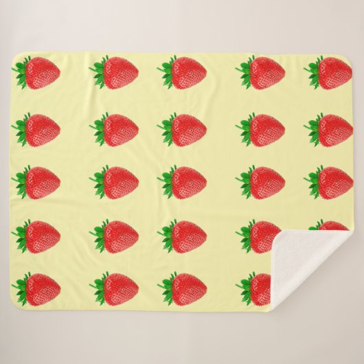 Aardbeien op gele sherpa deken (Voorkant (horizontaal))