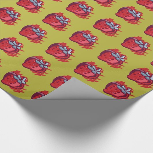 aardbeien op goudvlotten cadeaupapier (Hoek)