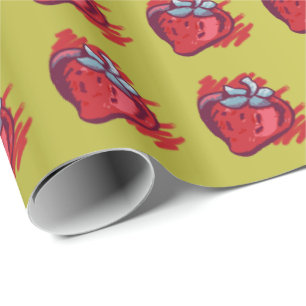 aardbeien op goudvlotten cadeaupapier
