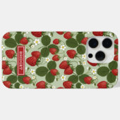 Aardbeien Op Groene Monogram Case-Mate iPhone Case (Achterkant (horizontaal))
