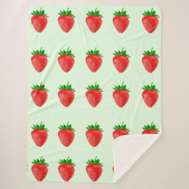 Aardbeien op groene Sherpa Deken