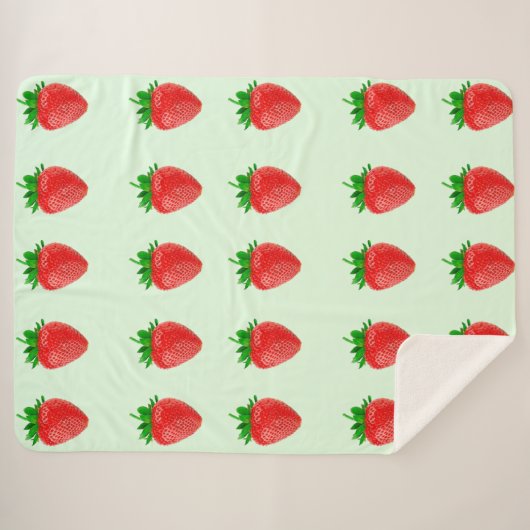 Aardbeien op groene Sherpa Deken (Voorkant (horizontaal))