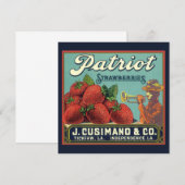 Aardbeien op het etiket van fruitkratten kaart (Voorkant / Achterkant)