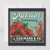 Aardbeien op het etiket van fruitkratten kaart (Voorkant)