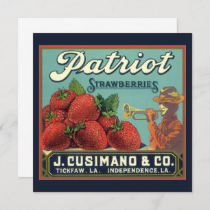 Aardbeien op het etiket van fruitkratten kaart