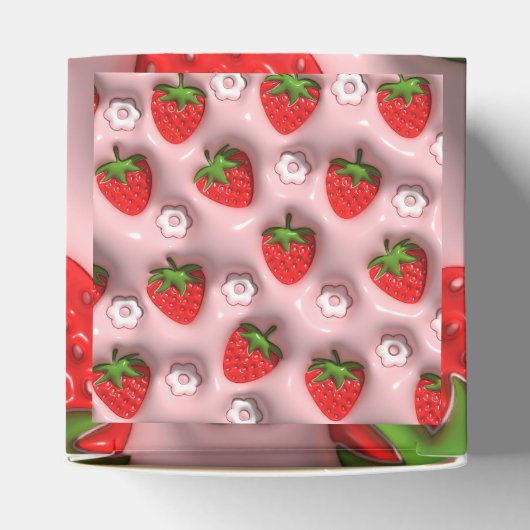 Aardbeien op roze achtergrond bedankdoosjes (Bovenkant)