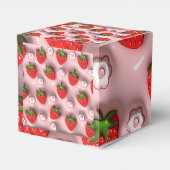 Aardbeien op roze achtergrond bedankdoosjes (Achterkant)