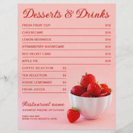 Aardbeien Op Roze Cafe Restaurant Dessert Menu