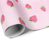 Aardbeien op roze Waterverf- en verpakkingspapier Cadeaupapier (Rol Hoek)