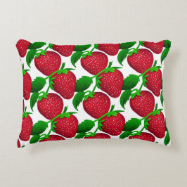 Aardbeien op wit achtergrondpatroon accent kussen