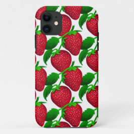 Aardbeien op wit achtergrondpatroon Case-Mate iPhone case