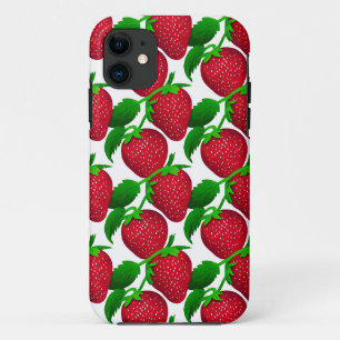 Aardbeien op wit achtergrondpatroon Case-Mate iPhone case