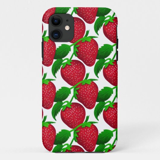 Aardbeien op wit achtergrondpatroon Case-Mate iPhone case (Achterkant)