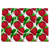 Aardbeien op wit achtergrondpatroon groot cadeauzakje (Voorkant)