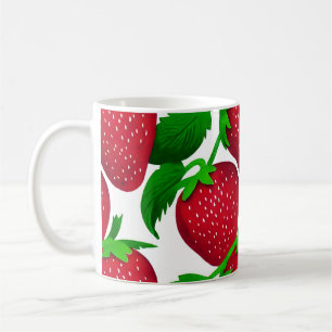 Aardbeien op wit achtergrondpatroon koffiemok