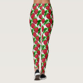 Aardbeien op wit achtergrondpatroon leggings (Achterkant)