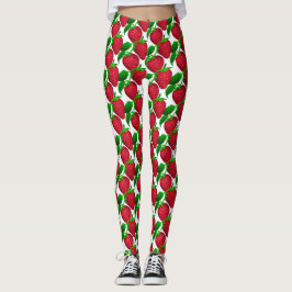 Aardbeien op wit achtergrondpatroon leggings