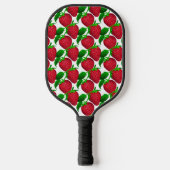Aardbeien op wit achtergrondpatroon pickleball paddle (Voorkant)